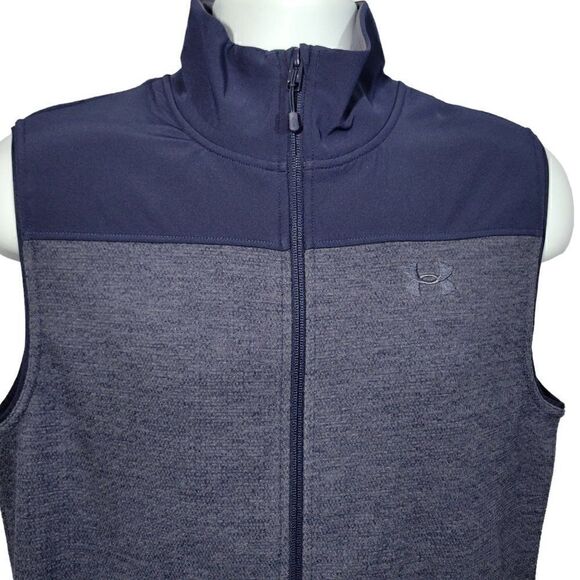 Under Armour Mens Small Fleece Specialist Vest Grid Blue Full Zip Pockets NEW - Picture 3 of 16